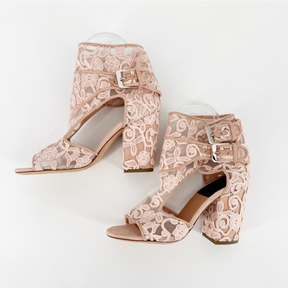 LAURENCE DACADE Lace Pattern Buckle Sandal Heel Size 5 - Picture 4 of 6